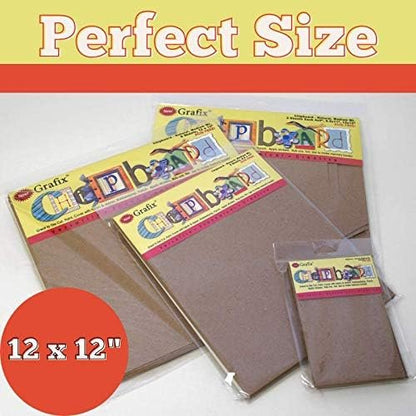 Medium Weight Acid-Free 0.057” Chipboard Sheets, Create Three-Dimensional Embellishments for Cards, Papercrafts, Mixed Media, Home Décor, and More, 12 x 12, Natural, 25 Count