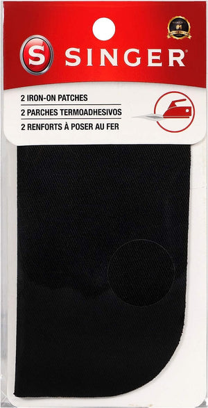 SINGER 00065 Iron-On Patches for Clothing Repair, 5-inch by 5-inch, 2-Count, Black