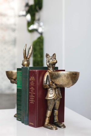 Eric and Eloise Collection 12-inch Brass Figurine with Bowl, Fox