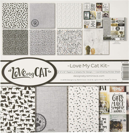 Reminisce (REMBC) Love My Cat Scrapbook Collection Kit, Multi Color Palette, 12x12 inches