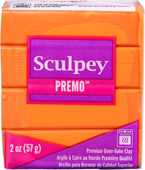 Sculpey Premo™ Polymer Oven-Bake Clay, Orange, Non Toxic, 2 oz. bar, Great for jewelry making, holiday, DIY, mixed media and home décor projects. Premium clay perfect for clayers and artists.