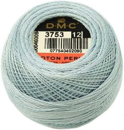 DMC 116 12-3753 Pearl Cotton Thread Balls, Ultra Very Light Antique Blue, Size 12