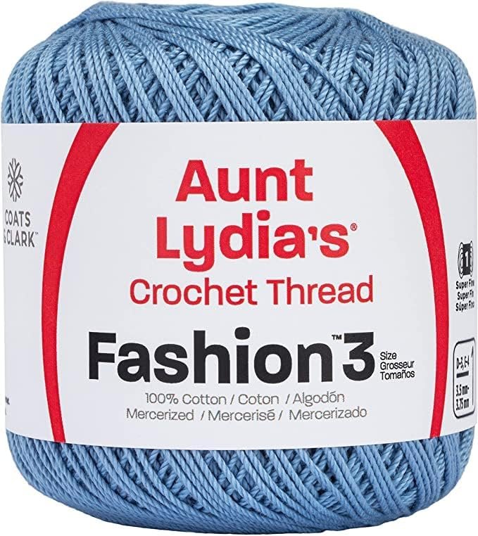 Aunt Lydia Fashion Warm Blue Crochet - 3 Pack of 150y/137m - Cotton - Gauge 3 - Crochet