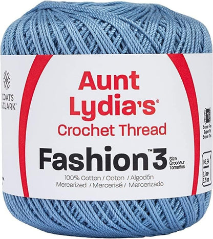 Aunt Lydia Fashion Warm Blue Crochet - 3 Pack of 150y/137m - Cotton - Gauge 3 - Crochet