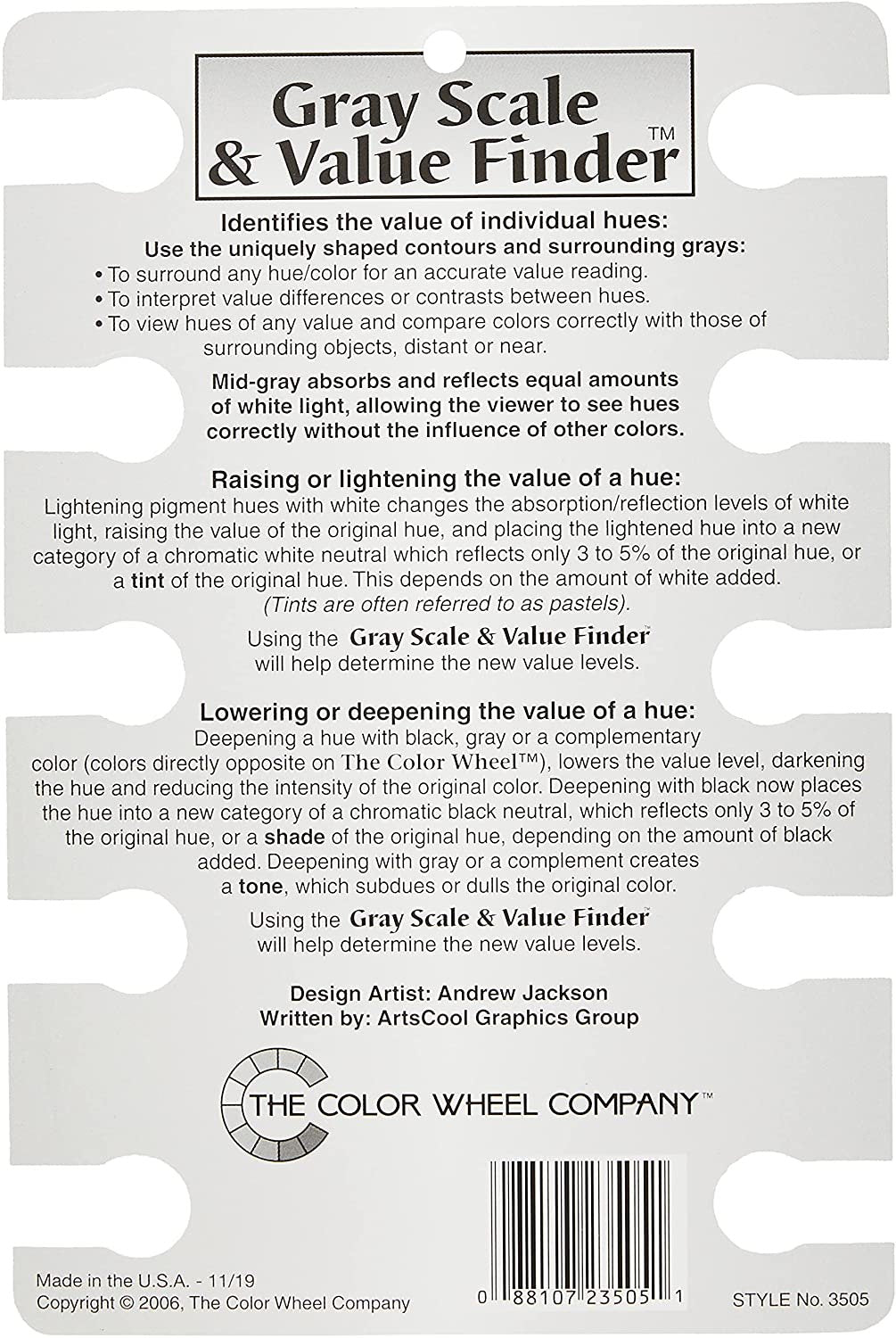 Color Wheel. 245557 3505 Gray Scale and Value Finder