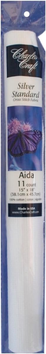 DMC Charles Craft Silver Label Aida 11 Count 15"X18" Soft Tube, White