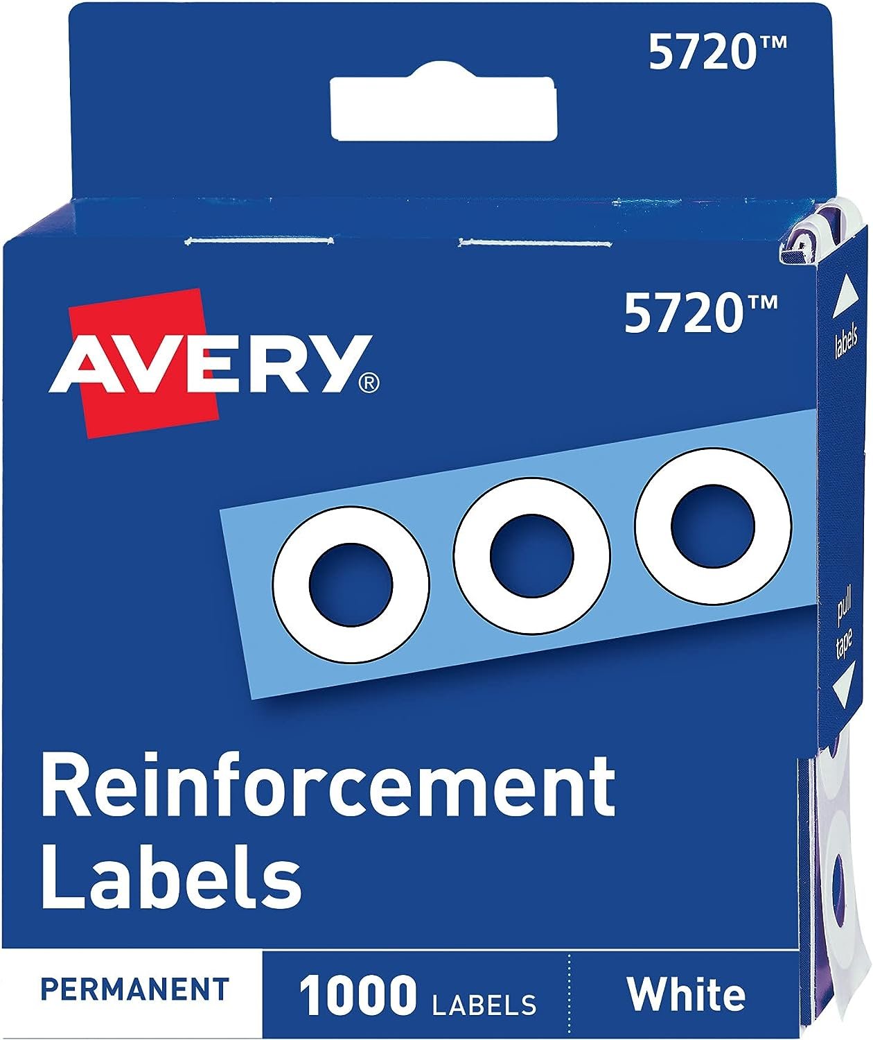 Avery Hole Reinforcements, White, 1000/Pack, PK - AVE05720