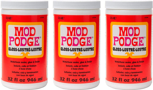 Mod Podge CS11203 Waterbase Sealer, Glue & Decoupage Finish, 32 oz, Gloss, Pack of 3