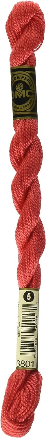 DMC 115 5-3801 Pearl Cotton Thread, Very Dark Melon, Size 5