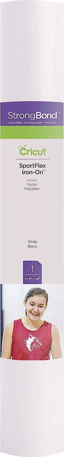 Cricut SportFlex Rectangular Iron On Vinyl, DIY Supplies, 11.8” x 24” HTV Roll - White