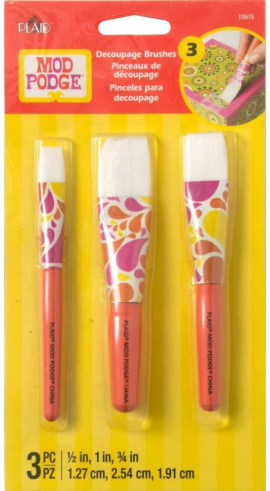 Mod Podge 10615 3 Piece Short Handle Brush