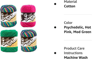 Bulk Buy: Lily Sugar 'n Cream Limited Edition 100% Cotton Yarn (Coordinated 4-Pack) (Psychedelic, Hot Pink, Mod Green)