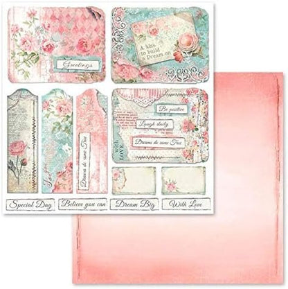 STAMPERIA INTERNATIONAL, KFT PAPER PAD 12X12 10PK DREAM, Pink, Blue