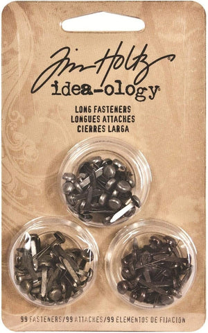 Metal Long Fasteners by Tim Holtz Idea-ology, 99 per Pack, 7/16 Inches, Antique Finishes, TH92703