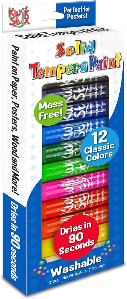 The Pencil Grip Kwik Stix Paint Pens, Solid Tempera Paint Pens, Paint Sticks, Super Quick Drying TPG-602, 12 Count (Pack of 1)