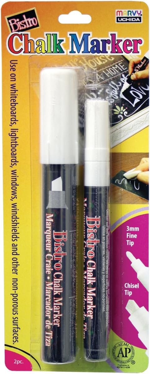 Uchida 4832-2A Bistro Chalk Marker Set 2/Pkg-White