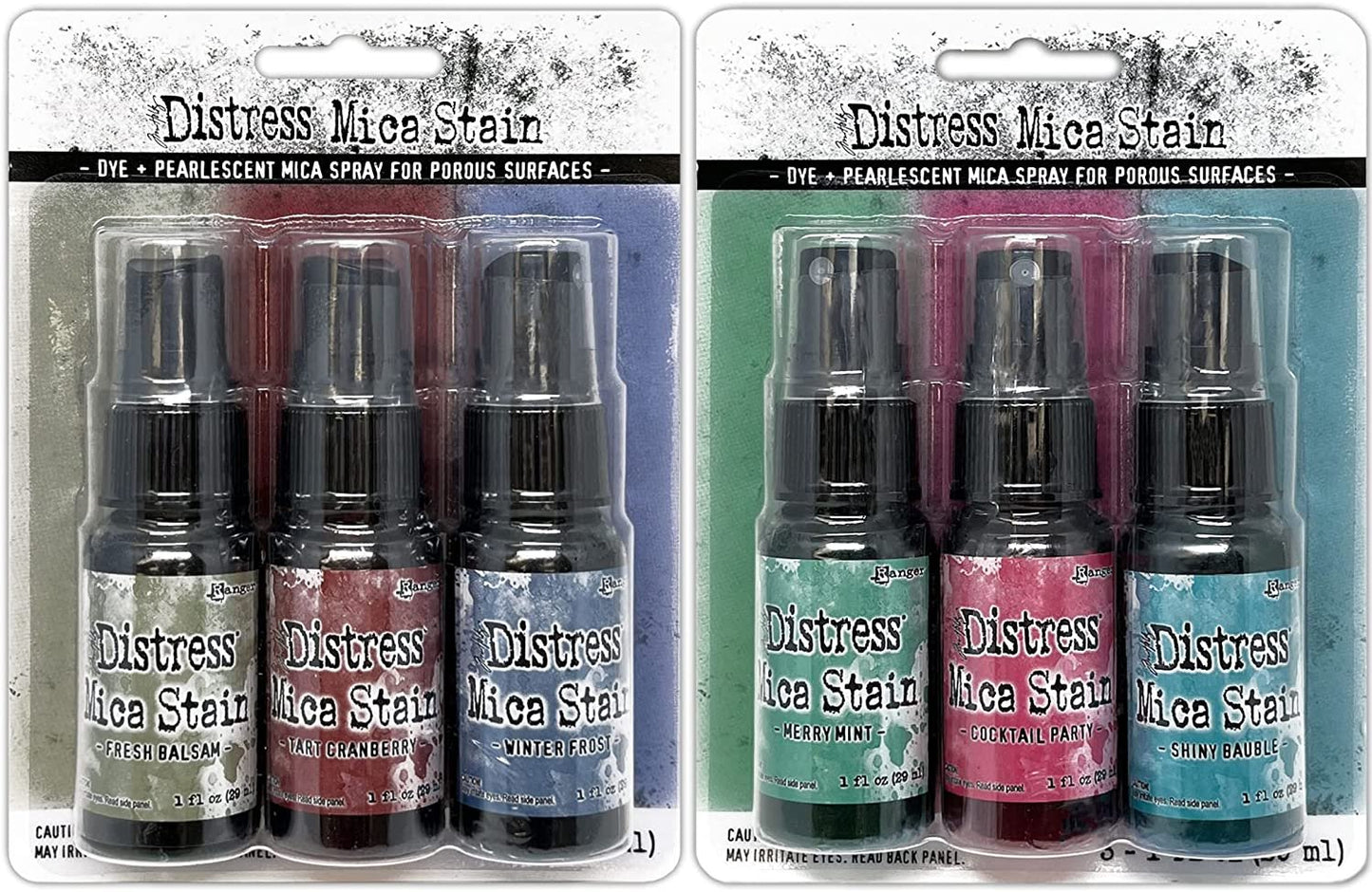Tim Holtz Distress Mica Stain 2022 Limited Edition - Christmas Set #3 & Set #4 - Six 1 Ounce Bottles, TSCK81159-TSCK81166
