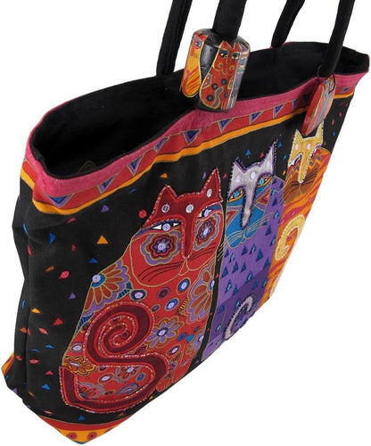 Laurel Burch Shoulder Zipper Top, 19 by 5 by 15-Inch, Feline Friends