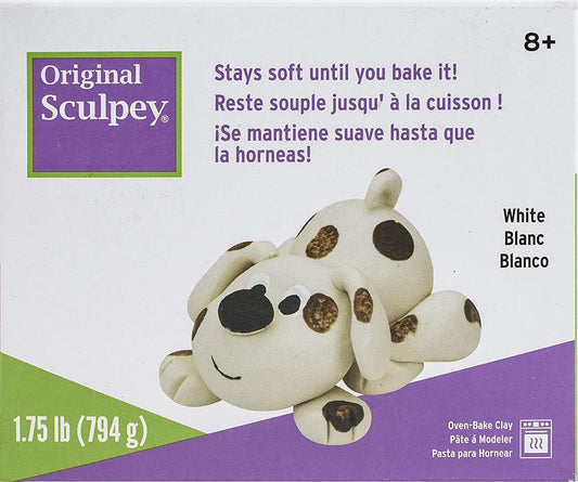 Original Sculpey White, Non Toxic, Polymer clay, Oven Bake Clay, 1.75 pounds great for modeling, sculpting, holiday, DIY and school projects. Great for all skill levels.