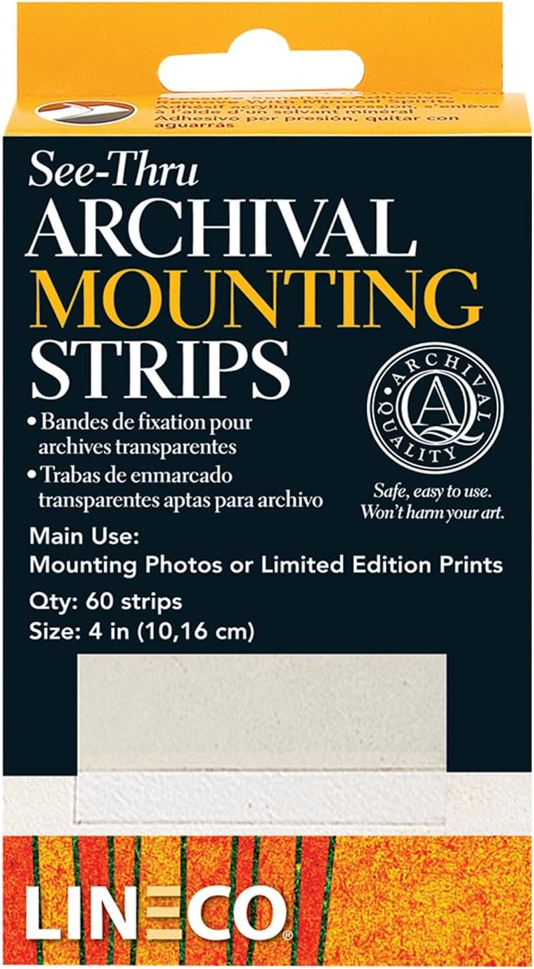 Lineco, Through Archival Polyester Mounting Strips. Acid-Free, Framing Photos, Hinge-Less, Sturdy, Safe, Conservation, Easy, Artwork, Craft, DIY