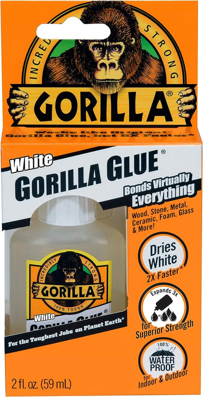 Gorilla White Gorilla Glue, Waterproof Polyurethane Glue, 2 Ounce Bottle, White, (Pack of 1)