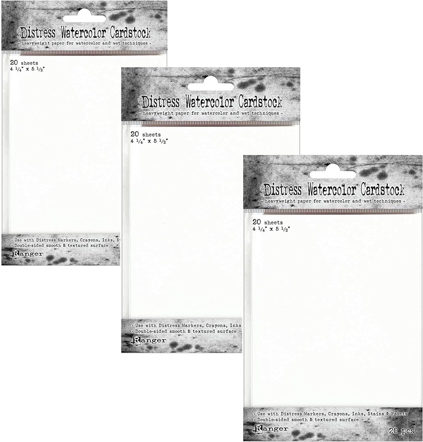 Tim Holtz Ranger Ink Distress Watercolor Cardstock 60 Sheets 4.25 x 5.5 inches