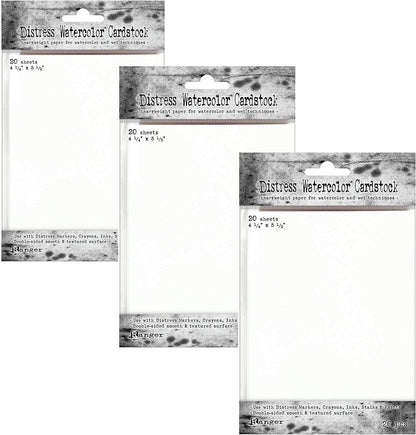 Tim Holtz Ranger Ink Distress Watercolor Cardstock 60 Sheets 4.25 x 5.5 inches