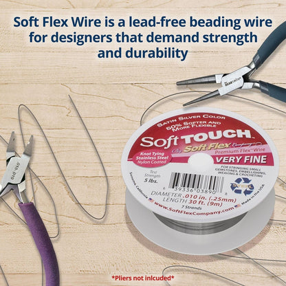 Soft Flex Kink Resistant Beading Wire - Very Fine 0.10 Diameter - Jewelry Making Bead Wire - 30 Ft