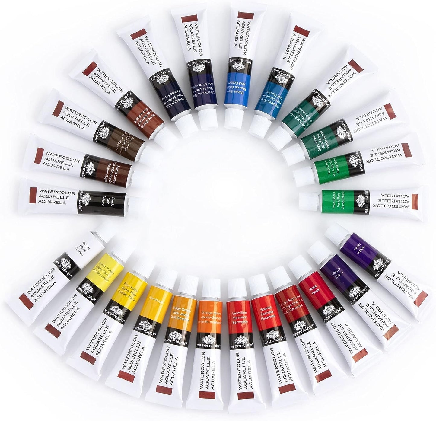 Royal & Langnickel WAT24 Watercolor Artist Tube Paint, 12ml, Pack of 24 colors