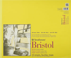 Strathmore 300 Series Bristol Paper Pad, Vellum, Tape Bound, 11x14 inches, 20 Sheets (100lb/270g) - Artist Paper for Adults and Students - Charcoal, Pen and Ink, Marker, and Pastel