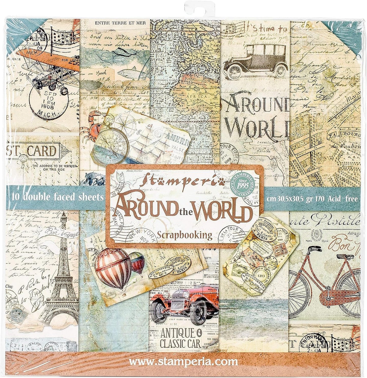 Stamperia Intl Scrapbooking Paper, Multi-Colored 10 Pack