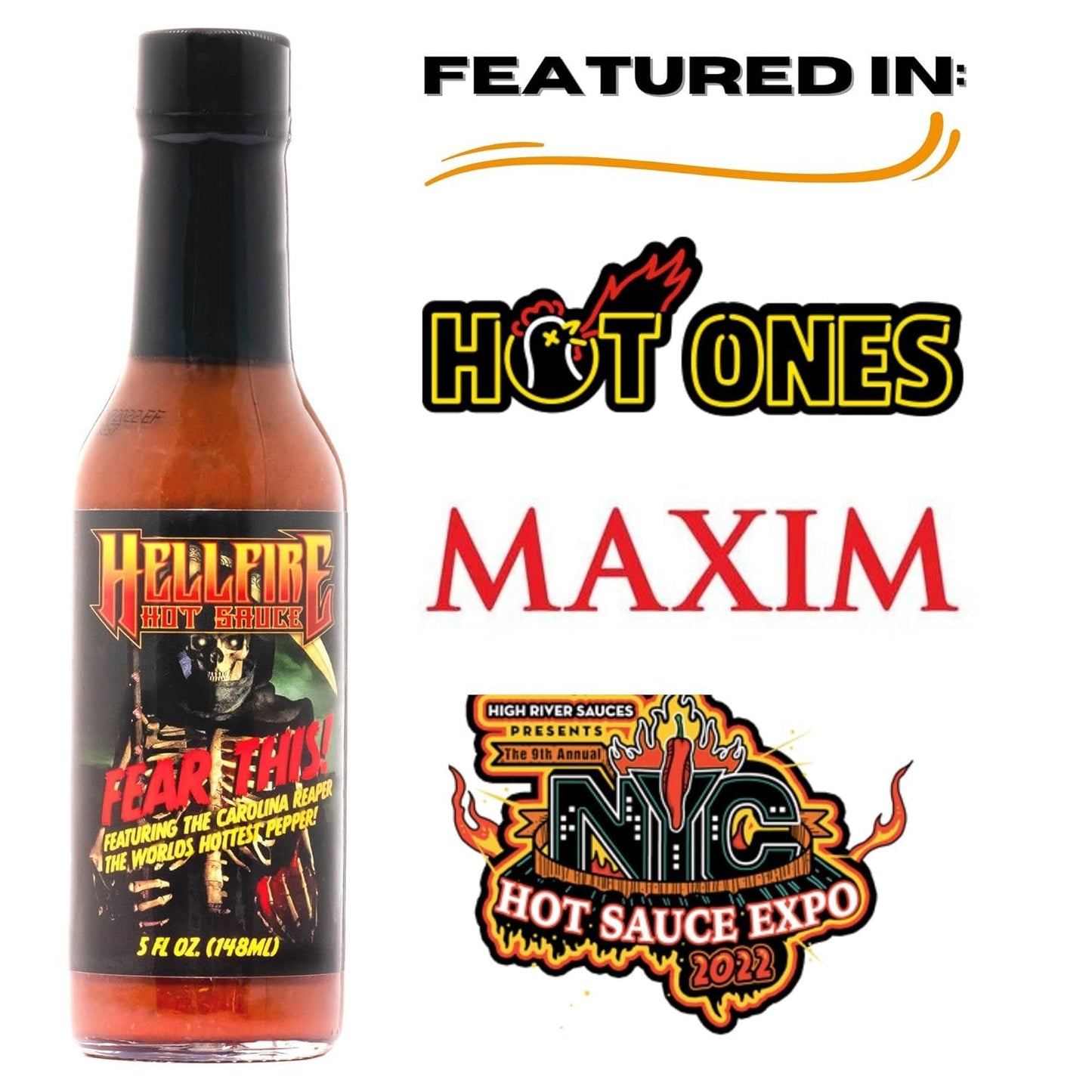 Hellfire Fear This! Award Winning Carolina Reaper Hot Sauce, 148ml