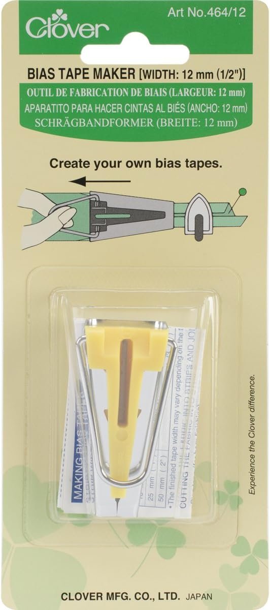 Clover Bias Tape Maker Width: 12mm, 12.00mm, Yellow