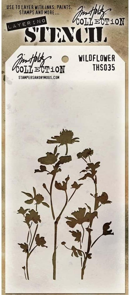 Tim Holtz - Stencils Set 1 - Five Item Bundle - Blossom, Flourish, Lace, Wildflower, and Valentine