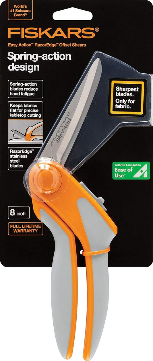 Fiskars 190850 8 Inch RazorEdge Easy Action Fabric Shears for Tabletop Cutting, Stainless-steel