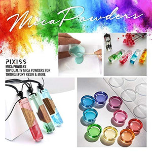 Pixiss Epoxy Resin Molds, Mixing Kit Supplies, 15 Resin Tinting Mica Powder Pigments, 106pcs for Soap Making, Slime, Resin Jewelry, Casting Resin, Epoxy Mixing Cups Sticks, Silicone Cups and More