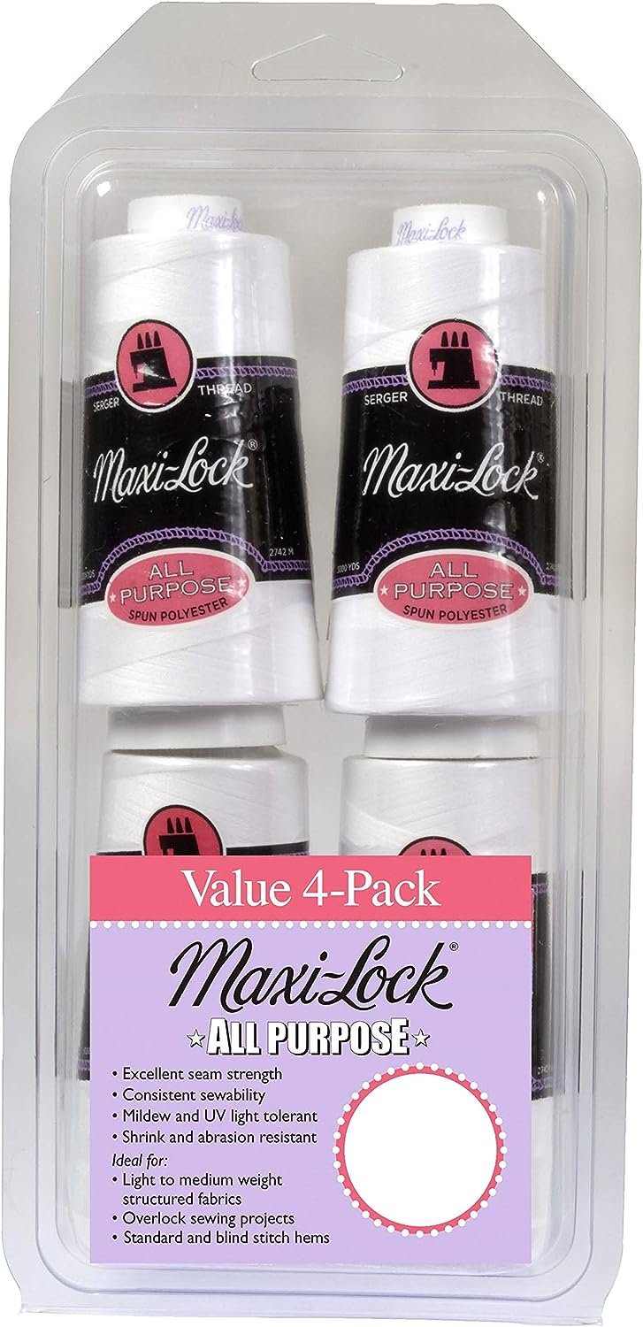 GGM-520 Maxi Lock All Purpose Value Pack Thread Spool, 4, White