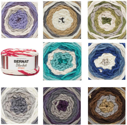 Bernat Blanket Stripes Yarn, 10.5 oz, Gauge 6 Super Bulky Chunky, Foggy Shores