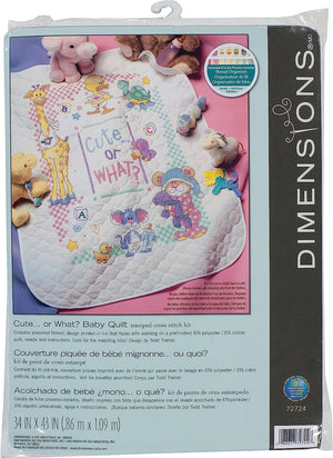 Dimensions Stamped Cross Stitch 'Cute or What?' DIY Baby Quilt, 34" x 43"