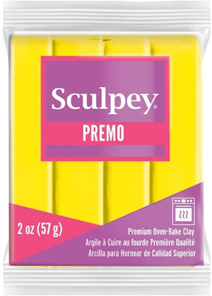 Sculpey Premo™ Polymer Oven-Bake Clay, Zinc Yellow, Non Toxic, 2 oz. bar, Great for jewelry making, holiday, DIY, mixed media and home décor projects. Premium clay perfect for clayers and artists.