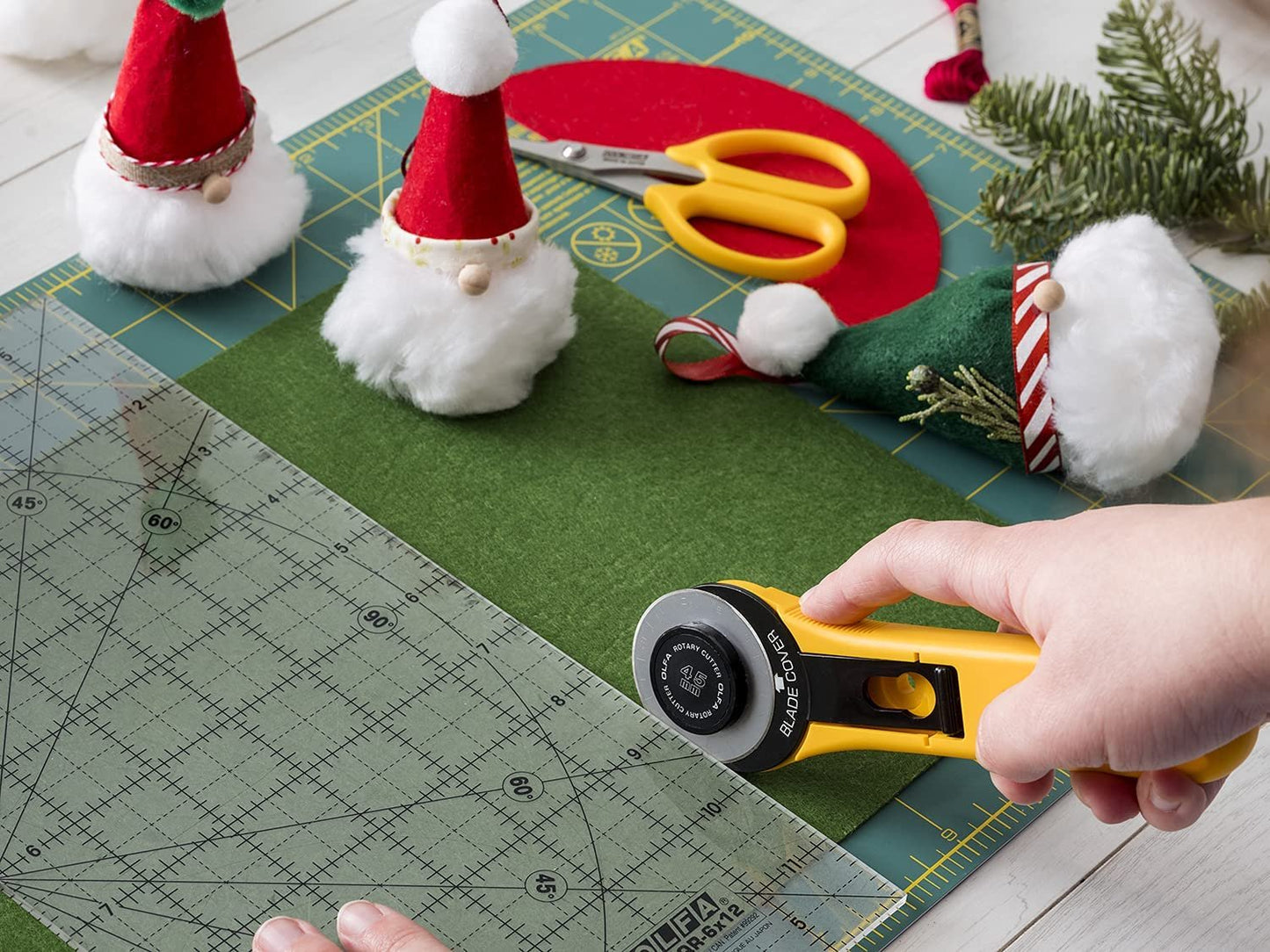 OLFA 6" x 12" Frosted Advantage Acrylic Ruler (QR-6x12) - Non Slip 6x12 Inch Acrylic Ruler with Grid & Angle Markings for Quilting, Sewing, Cutting Fabric, & Crafts