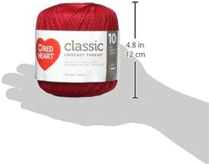 RED HEART Classic Crochet Thread, 10, Victory Red, 900 Foot