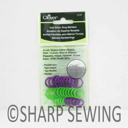 Clover Soft Stitch Ring Markers, Multicoloured, 5" Height, 2.6" Length, 0.2" Width