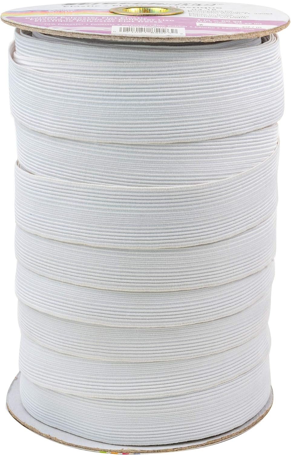 Stretchrite 1NSS1100WHTE Stretchrite 1-Inch by 60-Yard White Braided Flat Polyester Elastic Spool