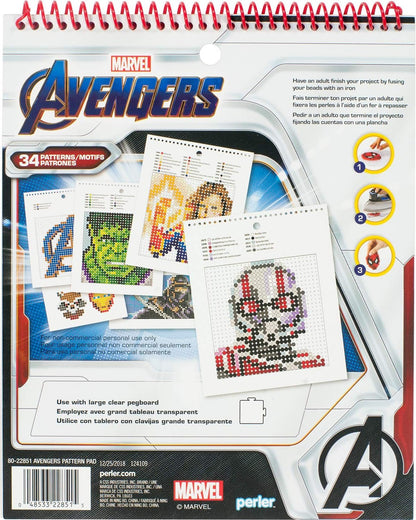 Perler Beads Marvel Avengers Pattern Instruction Pad, 34 Patterns, Multicolor