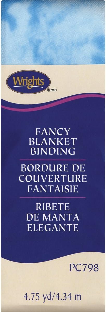 Wrights Products 117-798-2307 Single Fold Satin Fancy Blanket Binding, 2 by 4-3/4-Yard, Tie-Dye Blue