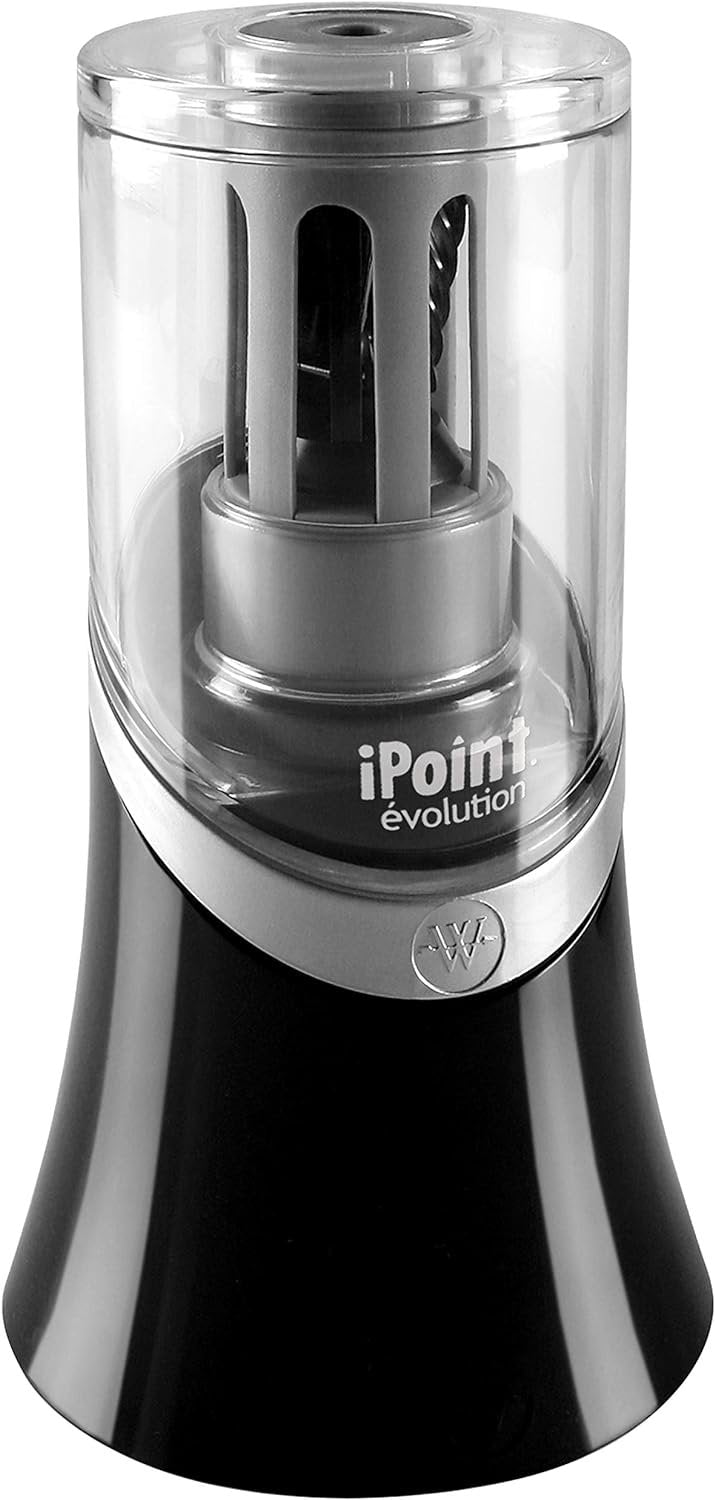 Westcott 14888 iPoint Evolution Electric Pencil Sharpener, Black and Silver