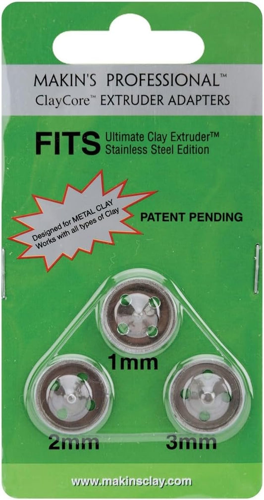 Makin's USA Professional ClayCore Extruder Adapters, 1mm/2mm/3mm, 3 Per Package