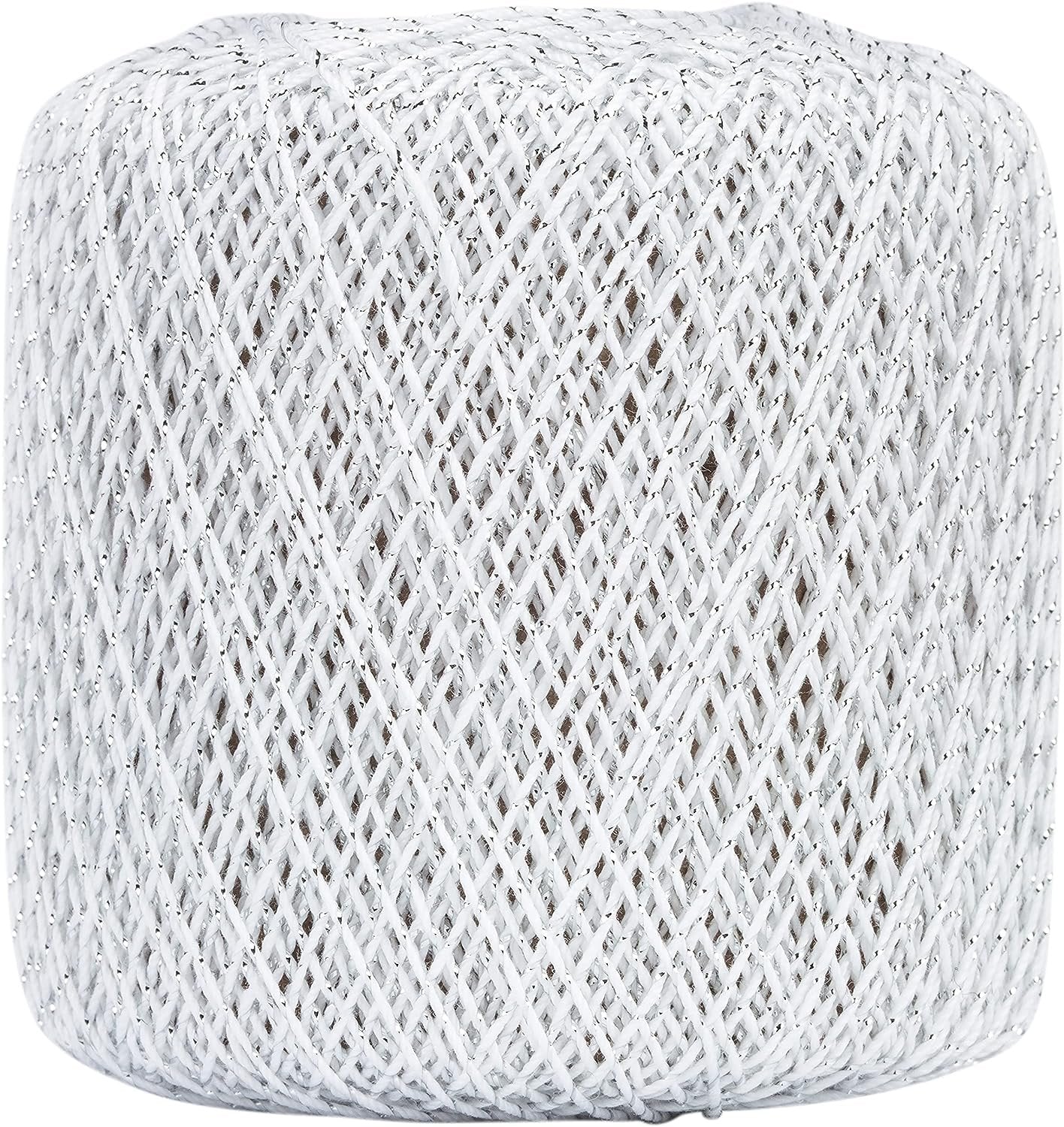 Coats Crochet Aunt Lydia's Crochet, Cotton Metallic Size 10, White/Pearl