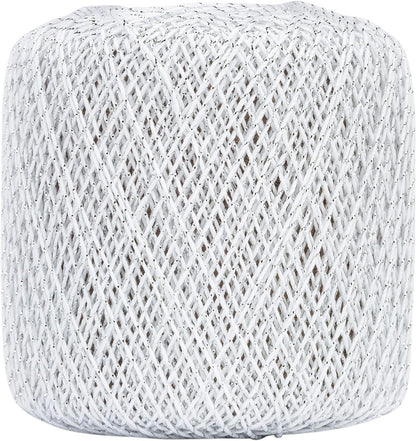 Coats Crochet Aunt Lydia's Crochet, Cotton Metallic Size 10, White/Pearl